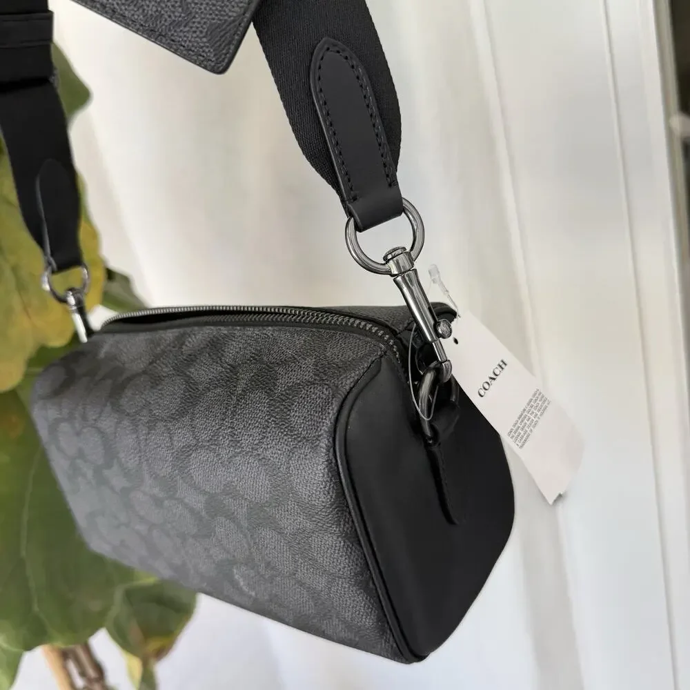 NWT Coach CV762 Axel Crossbody Bag In Signature Canvas Smooth Calf Leather $398
